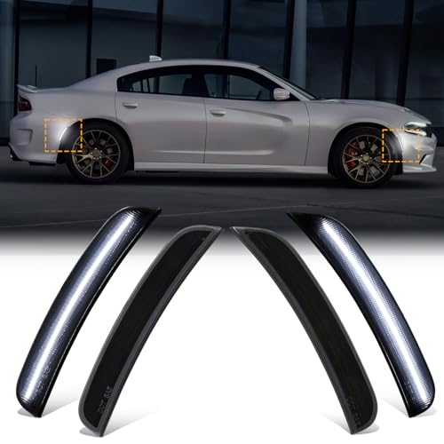 Mynoway Side Marker Lights for Dodg’e Charger 2015-2025 – 4PCS Front & Rear LED Fender Light White Parking Lamp for Charger SXT Scatpack SRT Hellcat 2015 2016 2017 2018 2019 2020 2021 2022 2023 24 25 - Image 1