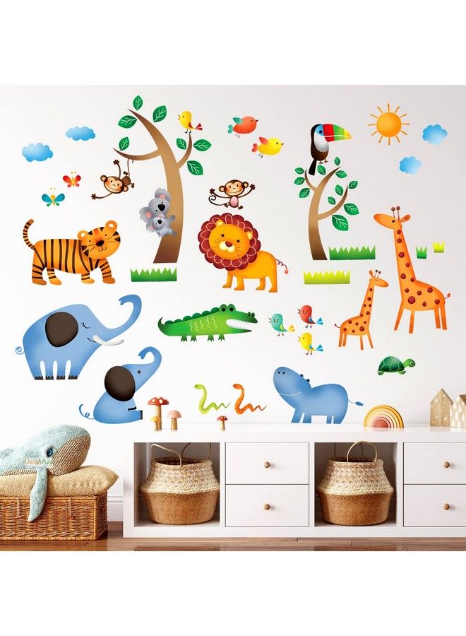Decowall Dw1206 Wild Jungle Animals Kids Wall Stickers Wall Decals Peel And Stick Removable Wall Stickers For Kids Nursery Bedroom Living Room D?Cor - Image 4