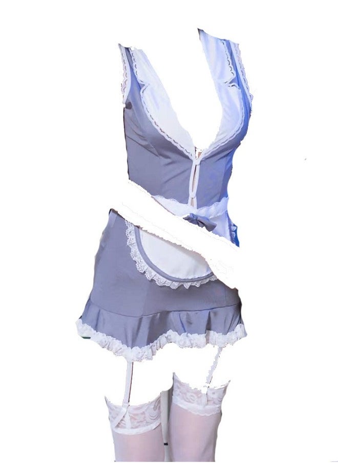 Generic Women 5 Piece Set   Lingerie Floral Lace Maid Costume Babydoll Cosplay Outfits.  - Image 1