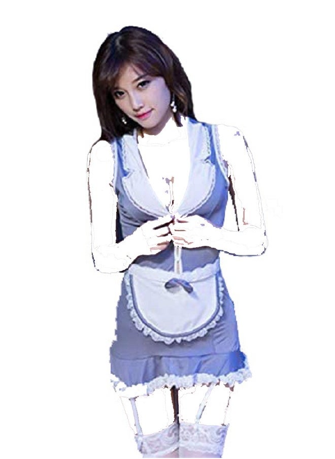 Generic Women 5 Piece Set   Lingerie Floral Lace Maid Costume Babydoll Cosplay Outfits.  - Image 4