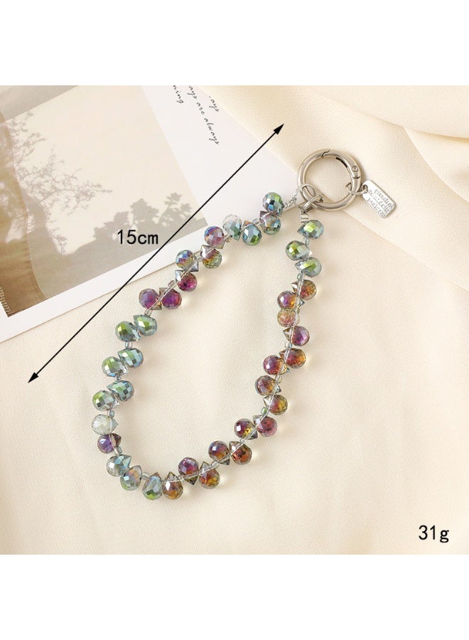 NIBEMINENT Beaded Phone Lanyard, Anti Lost Removable Wrist Strap,K3277 Colorful Tear Drop Necklace Bracelet Pendant, Phone Keychain Lanyard