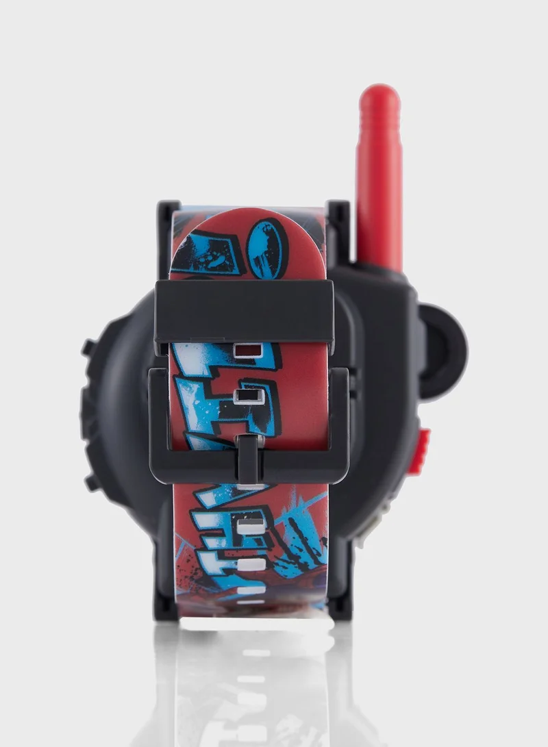 SPIDERMAN Spiderman Boys Walkie Talkie Watch Blue Printed Character Silicone Strap, SPD40156ARG