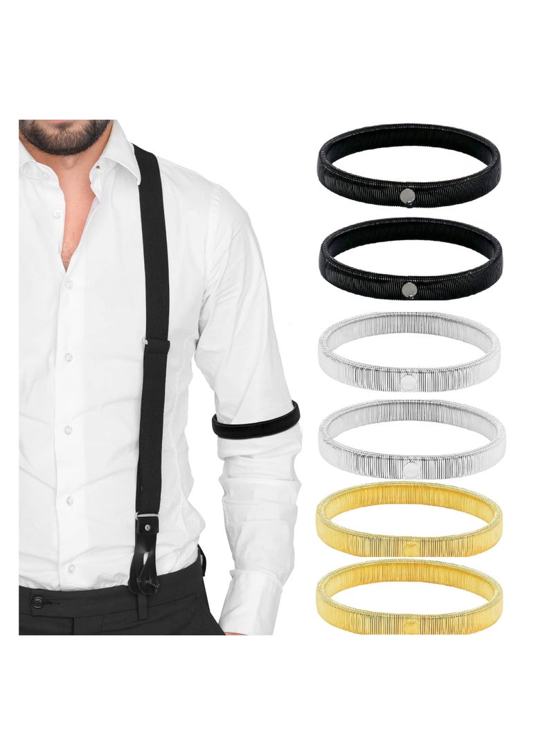 Generic 3 Pairs Sleeve Garters Anti-slip Shirt Sleeve Holders Garters Stretch Metal Armbands - Image 1