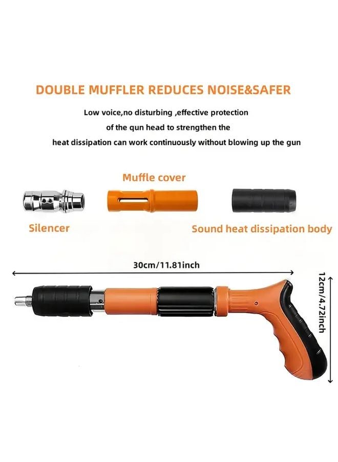 Orange 15 Pcs Manual Nail Gun Kit Heavy Duty Metal with Goggles for Concrete Brick Walls - Image 4