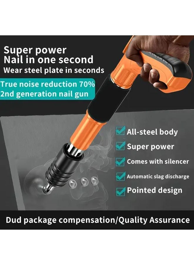 Orange 15 Pcs Manual Nail Gun Kit Heavy Duty Metal with Goggles for Concrete Brick Walls - Image 3