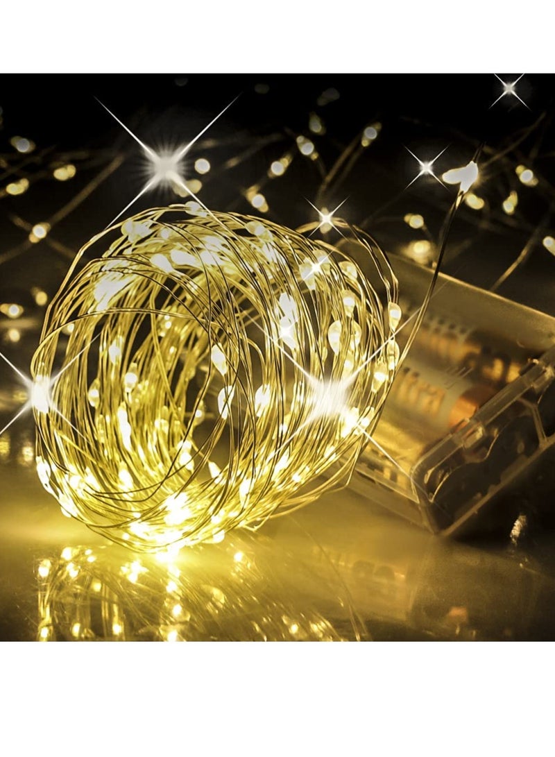 PAMEER Fairy String Lights 5Mtr 16ft 50 LEDs Warm White AA Battery Operated LED String Lights for EID Ramadan Diwali Wedding Birthday Party Home Decoration Waterproof Single Mode Box Button ON OFF  - Image 2