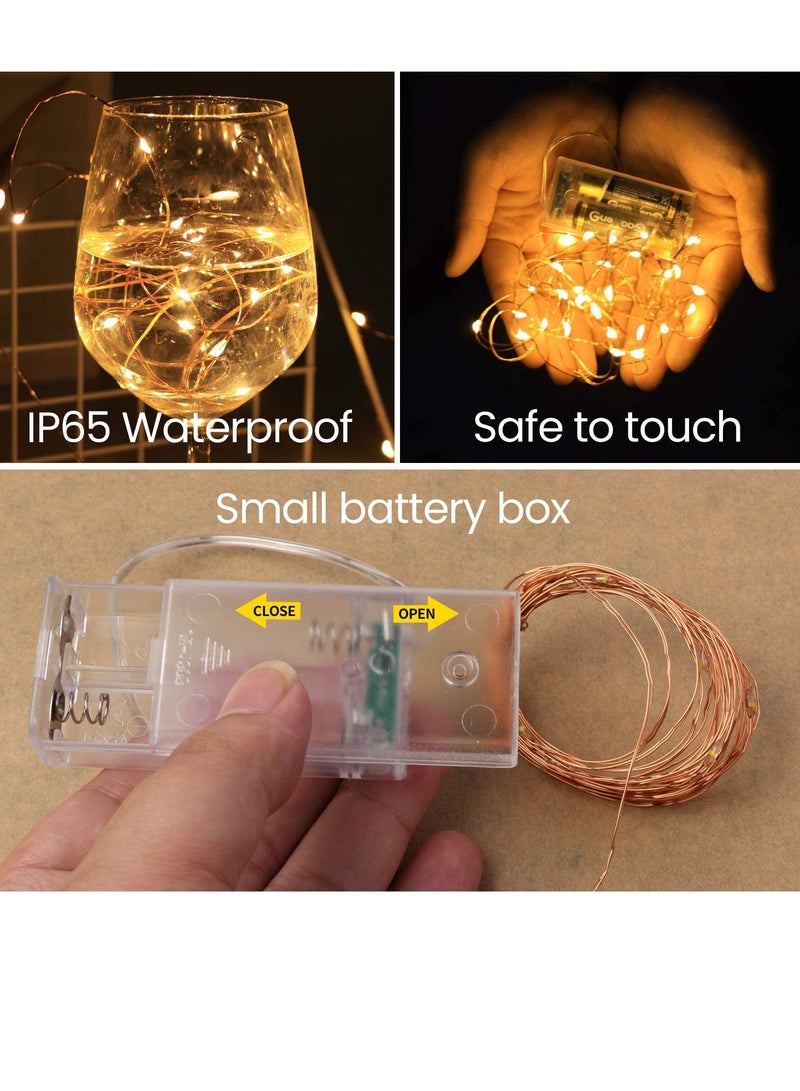 PAMEER Fairy String Lights 5Mtr 16ft 50 LEDs Warm White AA Battery Operated LED String Lights for EID Ramadan Diwali Wedding Birthday Party Home Decoration Waterproof Single Mode Box Button ON OFF  - Image 3
