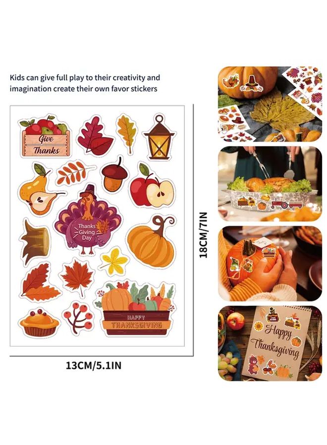 Thanksgiving Stickers 8pcs Autumn Maple Leaf Pumpkin PVC DIY Crafts Decor - Image 2