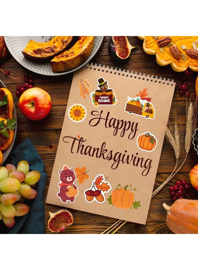 Thanksgiving Stickers 8pcs Autumn Maple Leaf Pumpkin PVC DIY Crafts Decor - Image 5