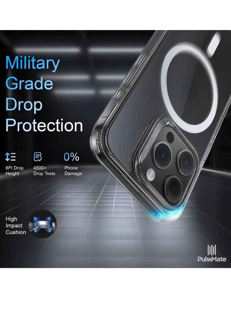 Raxoom PulseMate for iPhone 15 Pro Max Case Cover, MagSafe Compatible, Slim & Fit Clear Case, Yellowing Resistant, Scratch-Resistant Back, 360 Degree Shockproof - Image 2