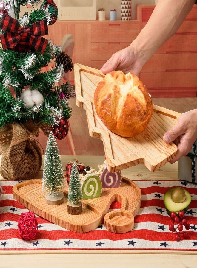 FOBSME 2 Pcs Christmas Wooden Serving Platters Christmas Tree and Santa Hat Charcuterie Boards Decorative Wood Serving Trays Wooden Cheese Snack Dish Plates for Xmas Holiday Housewarming Presents - Image 4