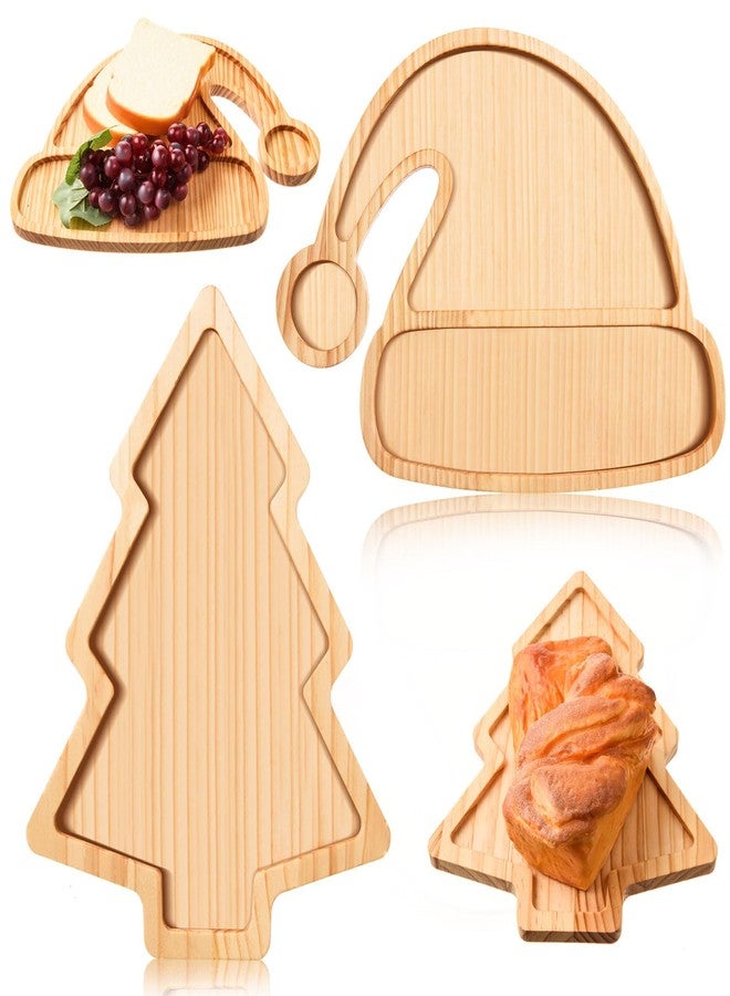 FOBSME 2 Pcs Christmas Wooden Serving Platters Christmas Tree and Santa Hat Charcuterie Boards Decorative Wood Serving Trays Wooden Cheese Snack Dish Plates for Xmas Holiday Housewarming Presents - Image 1