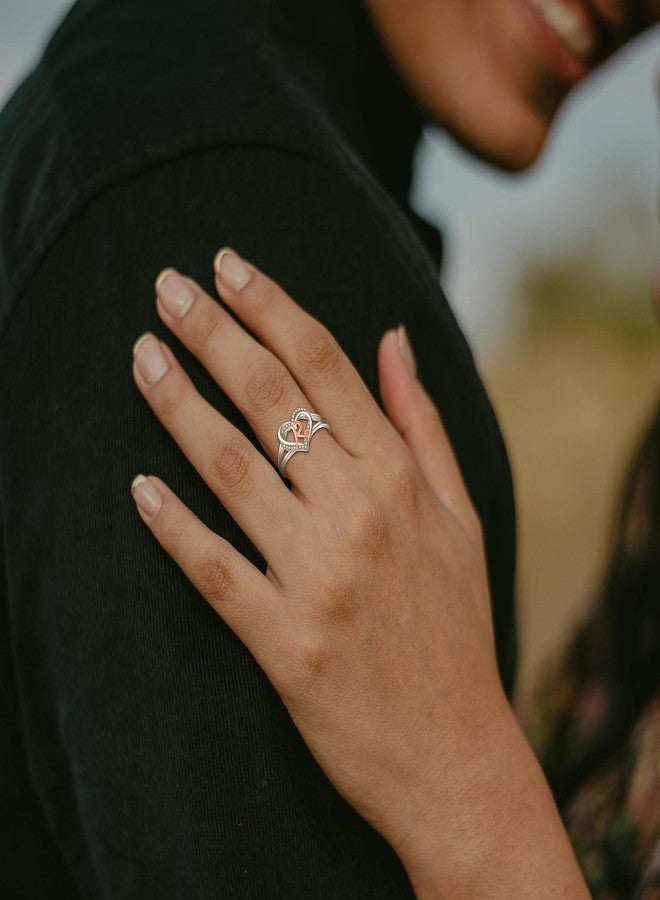 INFUSEU R Initial Ring Heart for Women Teen Letter Jewelry 925 Sterling Silver Adjustable Cute Capital Alphabet Monogram Gifts Girlfriend Wife Mother Her Birthday - Image 4