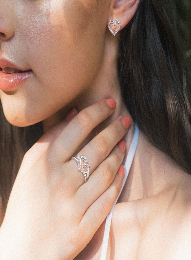 INFUSEU R Initial Ring Heart for Women Teen Letter Jewelry 925 Sterling Silver Adjustable Cute Capital Alphabet Monogram Gifts Girlfriend Wife Mother Her Birthday - Image 5