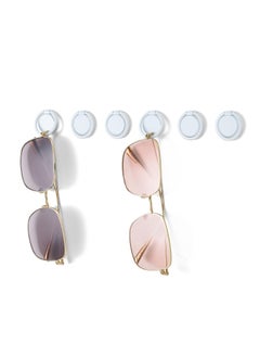 Excefore Sunglasses Organizer Wall Mounted Sunglasses Holder 6 Pack Hanging Eyeglass Holder, White with Adhesive  - Image 1