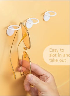 Excefore Sunglasses Organizer Wall Mounted Sunglasses Holder 6 Pack Hanging Eyeglass Holder, White with Adhesive  - Image 2
