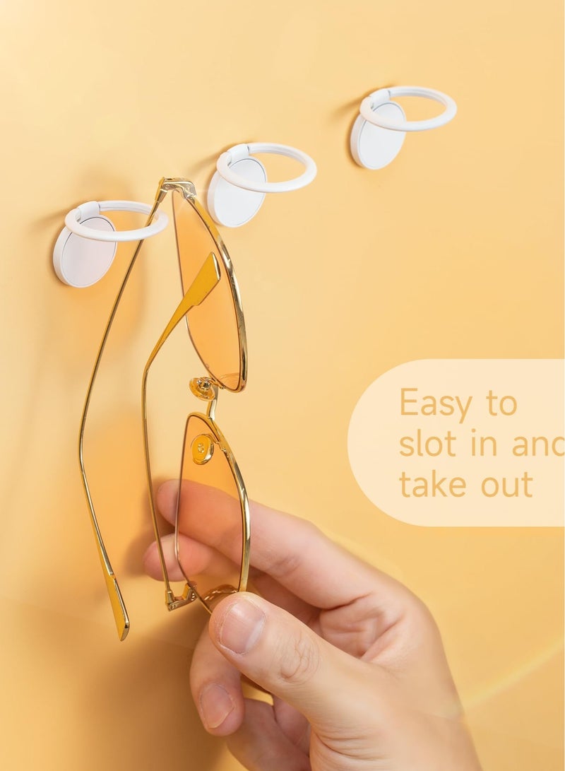 Excefore Sunglasses Organizer Wall Mounted Sunglasses Holder 6 Pack Hanging Eyeglass Holder, White with Adhesive - Image 2