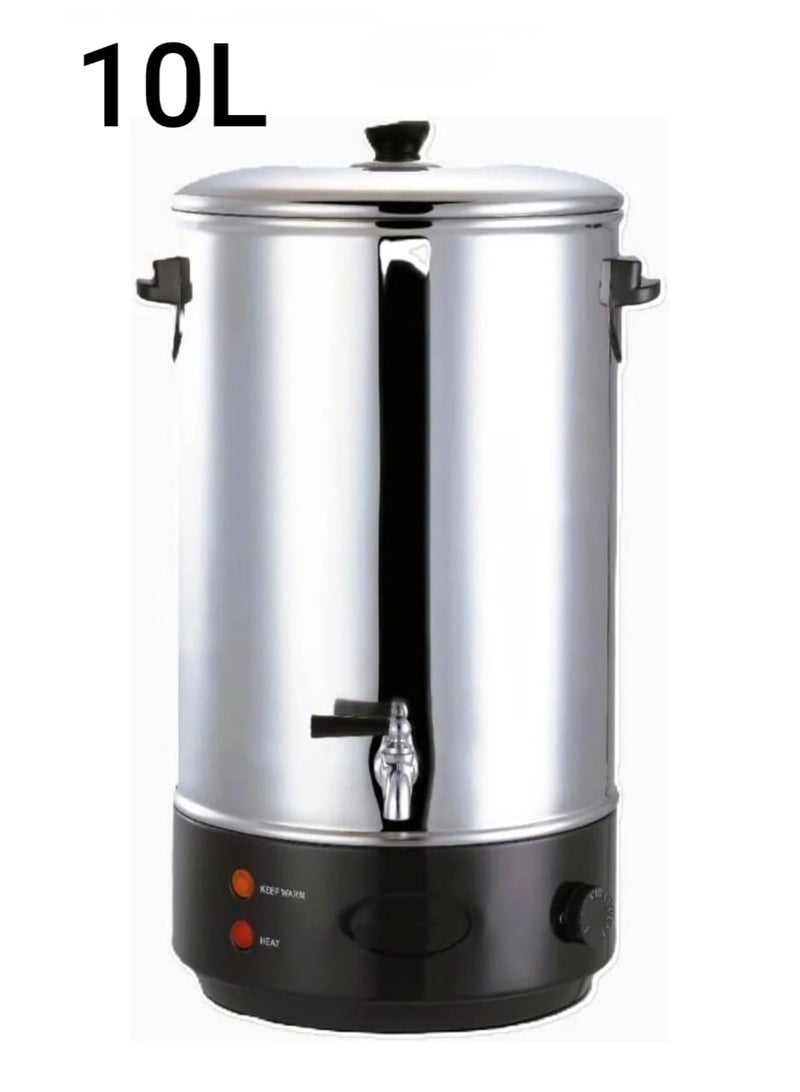 غلاية مياه كهربائية سعة 10 لتر مصنوعة من الفولاذ المقاوم للصدأ - موزع مياه ساخنة بعزل مزدوج الطبقات، تحكم تلقائي في درجة الحرارة، وحماية أمان لتحضير الشاي والقهوة - Image 1