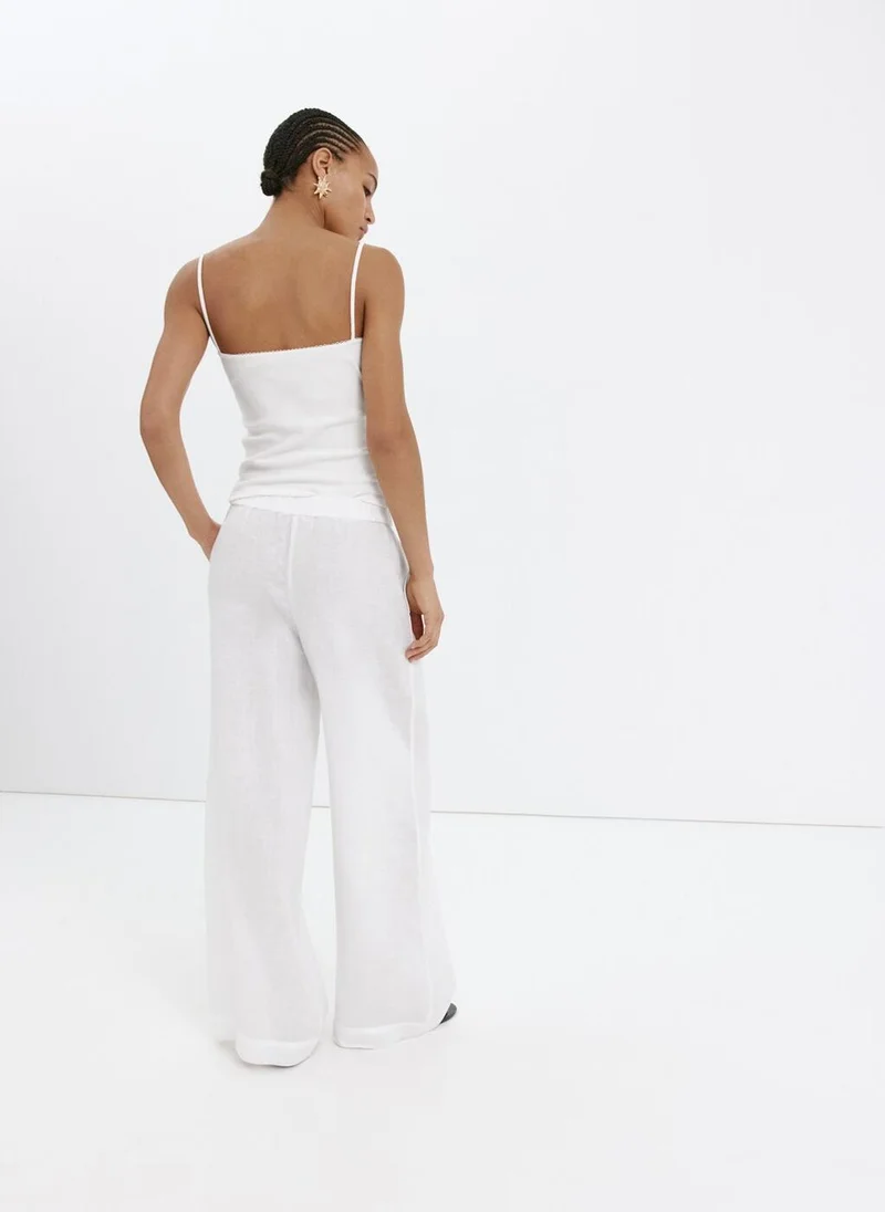 مانجو Linen Wide-Leg Trousers