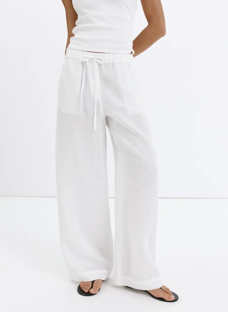 مانجو Linen Wide-Leg Trousers