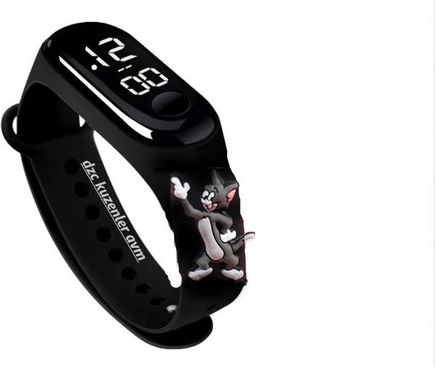 Dzc Kuzenler Avm Dzc Cousins ​​Avm Tom and Jerry LED Touch Screen Digital Children and Youth Wristwatch Black (They Are Not Smart)