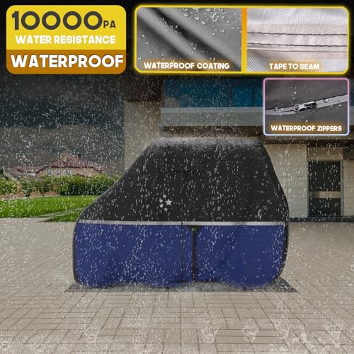 LI LIBZAKI 2+2/4 Passenger Golf Cart Cover Fits EZGO, Club Car, Yamaha, 420D Waterproof Windproof Sunproof Outdoor All-Weather Full Cover -Black/Blue-L - Image 4