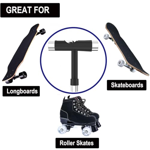 Coeweule Professional Skate Tools, All-in-One Multi-Function Portable Skateboard T Tool with T-Type Allen Key and L-Type Phillips Head Screwdriver for Adjust Skateboards, Roller Skates, Longboards - Image 2