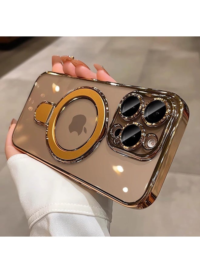 Magnetic Case for iPhone 16 Pro Max, MagSafe Compatible, Built in Camera Lens Protector, Clear Anti Yellow TPU Phone Case, Military Grade Shockproof, Invisible Kickstand, Anti Scratch Protective Cover - Image 2