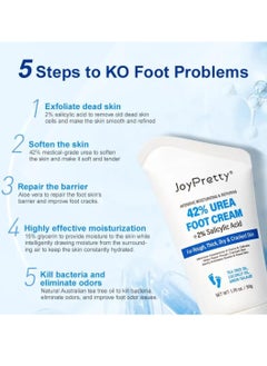 JoyPretty 50g Urea Foot Cream Hand and Foot Cream Lotion 42% Urea Cream with 2% Salicylic Acid Urea Cream for Rough Thick dry and Cracked Skin Moisturizing Repairing Callus Remover  - Image 4