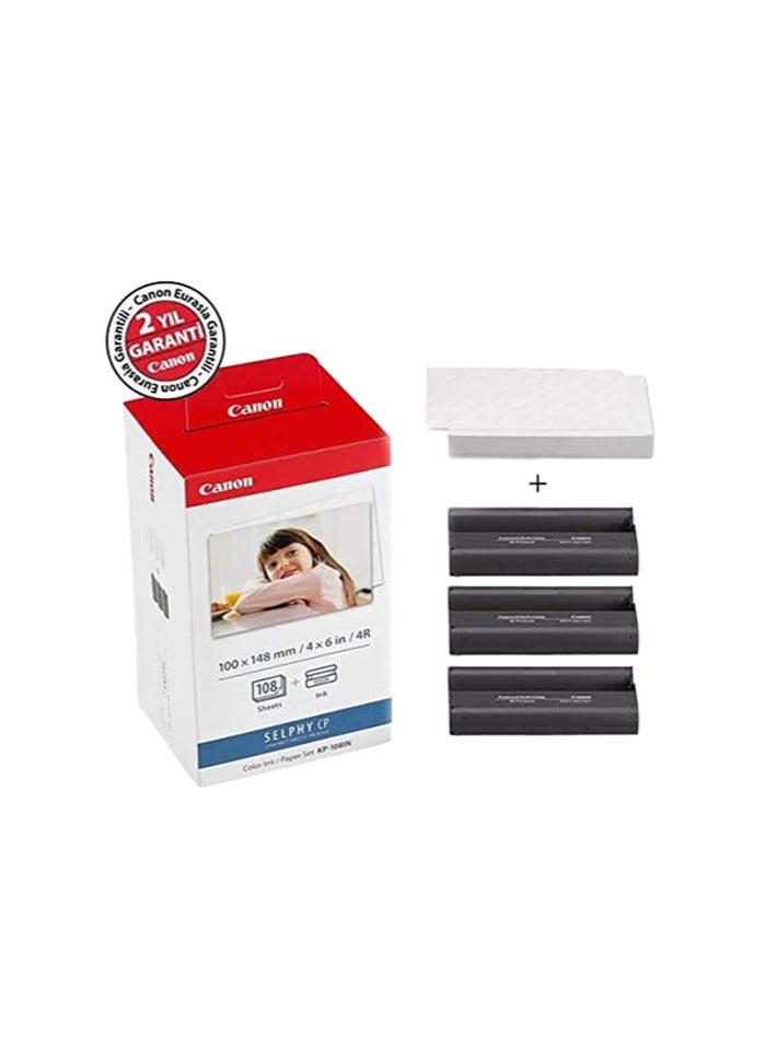 Canon Canon KP-108IN Color Ink Paper Set for Canon Selphy CP910/CP810 Photo Printer, 108 Sheets, White - Image 2