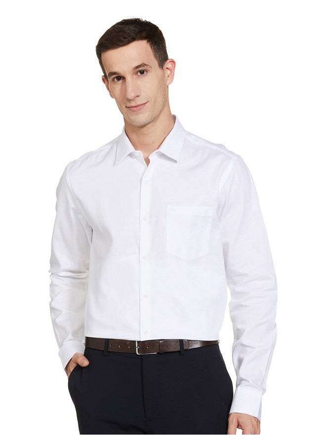 Arrow Men's Solid Full Sleeve Slim Fit Cutaway Collar Cotton Formal Shirt White - Image 1