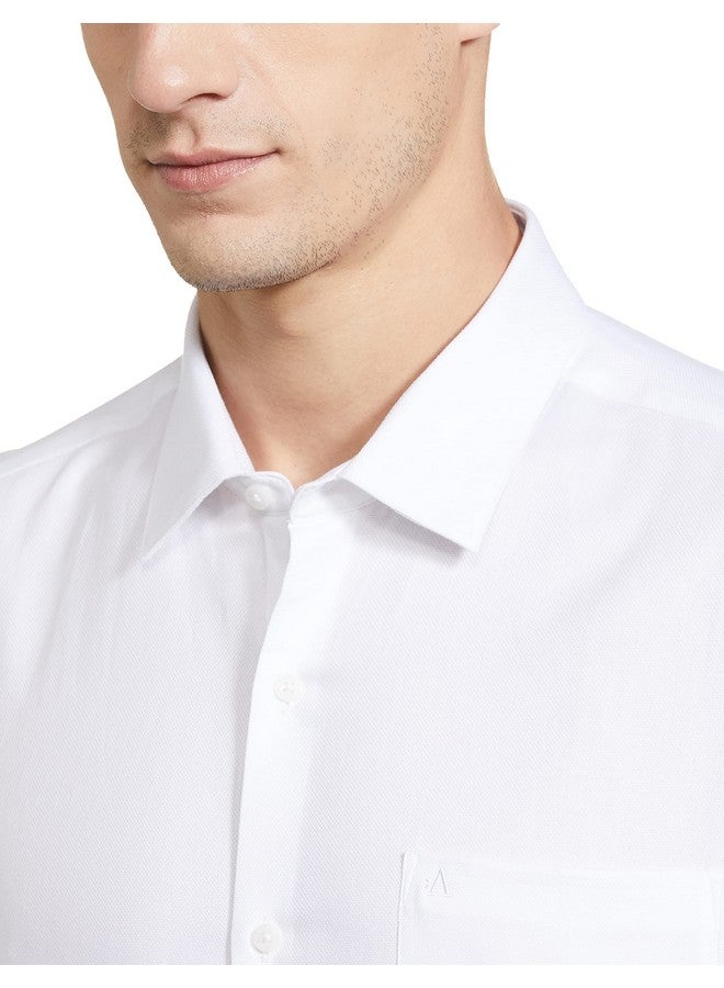 Arrow Men's Solid Full Sleeve Slim Fit Cutaway Collar Cotton Formal Shirt White - Image 3