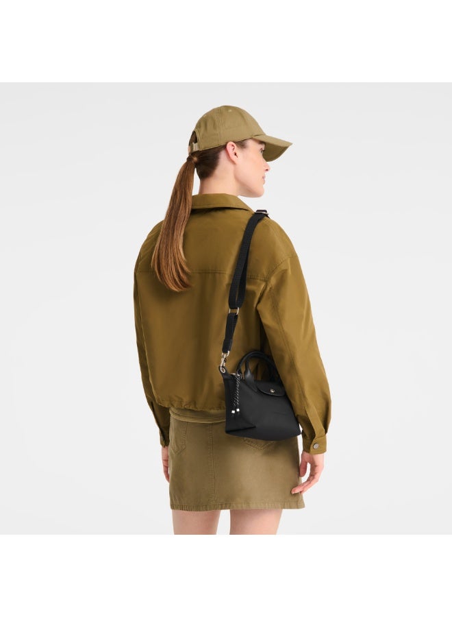 Energy Series Longchamp Mini Dumpling Handbag with Genuine Leather Trim, Sage Green & Black - Image 4