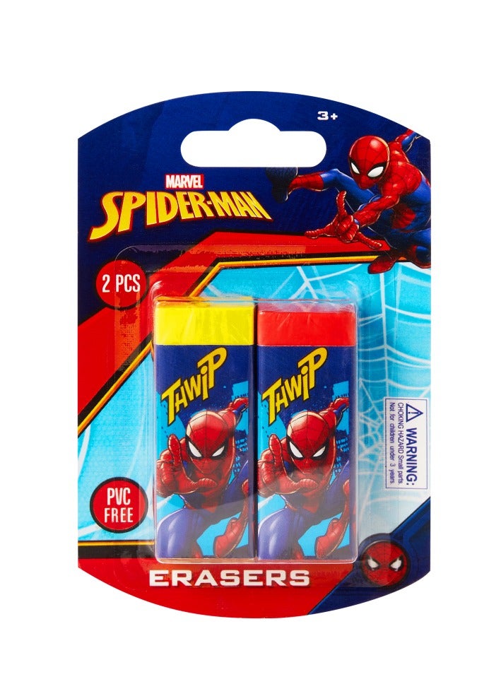 Volkano Spiderman 2 Basic Pastel Eraser PVC Free Dust Free Non Toxic 2 Pack Light Pink Purple Ultra Clean Gentle on Paper Perfect for School Drawing and Writing  - Image 3