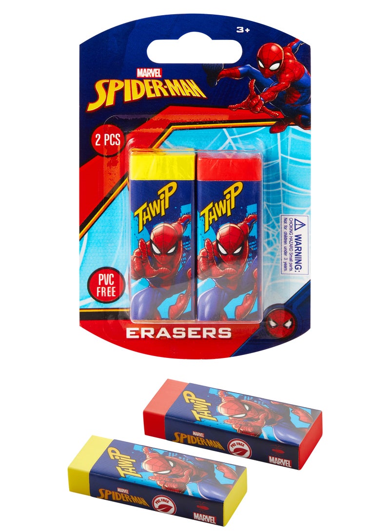 Volkano Spiderman 2 Basic Pastel Eraser PVC Free Dust Free Non Toxic 2 Pack Light Pink Purple Ultra Clean Gentle on Paper Perfect for School Drawing and Writing  - Image 2
