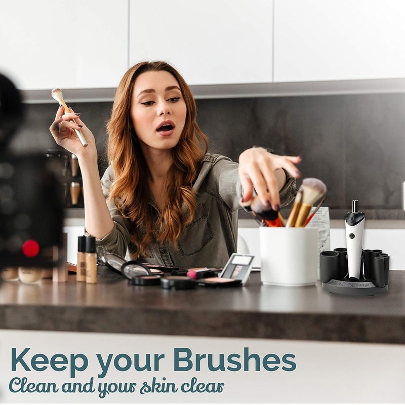 LUXE Electric Makeup Brush Cleaner Machine with Cleaning Solution - USB Charging Station, Automatic Brush Washer and Dryer - 3 Adjustable Speeds for Easy Cleaning - Complete Set for Hygienic Brushes - Image 3