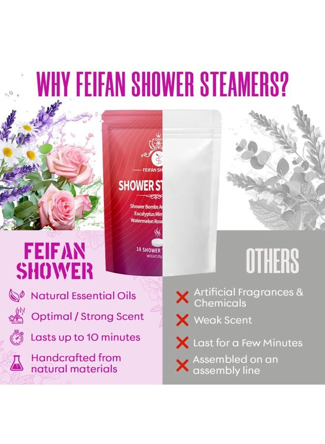 FEIFAN SHOWER Shower Steamers Aromatherapy, Basket Set for Mothers Day Gifts for Mom, 18-Pack Shower Bombs Organic Eucalyptus Mint Rose Lavender Chamomile Watermelon Essential Oil, Birthday Gifts for Women Wife - Image 5