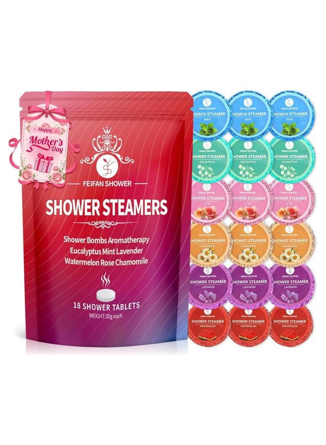 FEIFAN SHOWER Shower Steamers Aromatherapy, Basket Set for Mothers Day Gifts for Mom, 18-Pack Shower Bombs Organic Eucalyptus Mint Rose Lavender Chamomile Watermelon Essential Oil, Birthday Gifts for Women Wife - Image 1