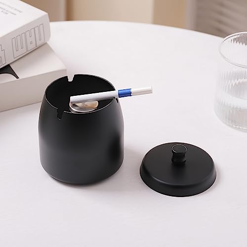 IN ONE Small Outdoor Ashtray with Lid for Cigarette, Smokeless Stainless Steel Ash Tray, Smell Proof Windproof Ashtrays for Outside Patio Home Office Tabletop, Odorless Car Ashtrays(2.99"x2.68"x2.95") - Image 5