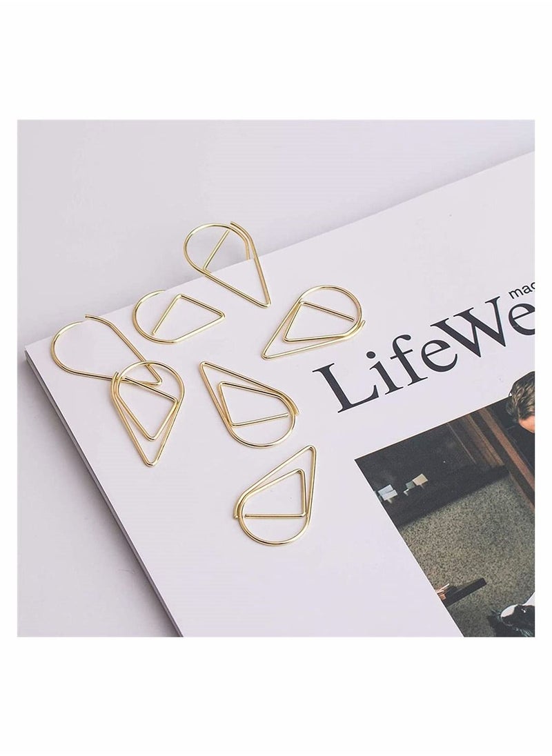 Y&D 100 Pieces Gold Cute Paper Clips Smooth Stainless Steel Drop-Shaped Wire Paperclips for Office Supplies Wedding Women Girls Kids Students  - Image 4