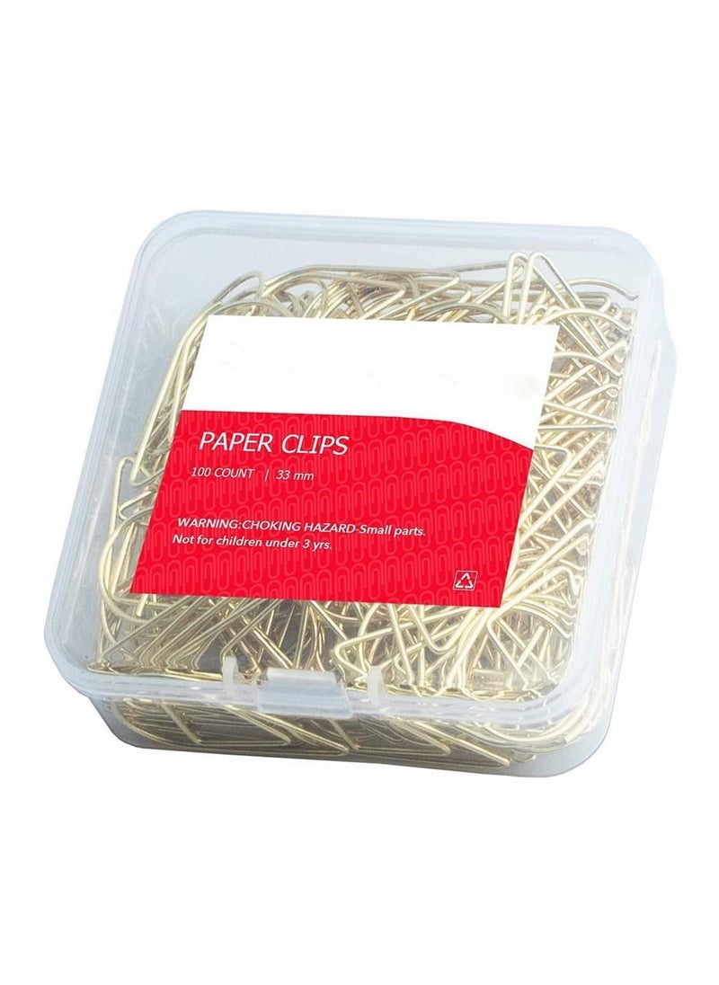 Y&D 100 Pieces Gold Cute Paper Clips Smooth Stainless Steel Drop-Shaped Wire Paperclips for Office Supplies Wedding Women Girls Kids Students  - Image 1