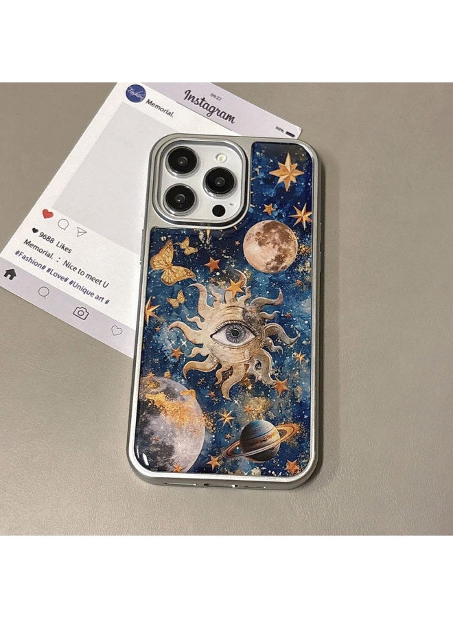 Starry Sky Eye Electroplated Anti-drop Phone Case For Iphone 17 Pro Max, Apple 16 Silver-edged Resin Protective Cover