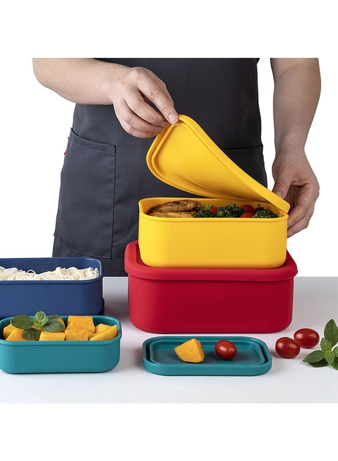 عربست صندوق تخزين الأغذية السيليكون ، صندوق الغداء 4400ML ، 4PCS مقاومة للتسرب أغطية مضادة للهواء فرن الخبز حاويات آمنة غير BPA ميكروويف ومجمد صناديق الغداء الآمنة (مجموعة أربعة ألوان) - Image 4