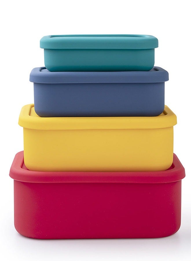 عربست صندوق تخزين الأغذية السيليكون ، صندوق الغداء 4400ML ، 4PCS مقاومة للتسرب أغطية مضادة للهواء فرن الخبز حاويات آمنة غير BPA ميكروويف ومجمد صناديق الغداء الآمنة (مجموعة أربعة ألوان) - Image 1