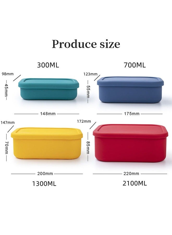عربست صندوق تخزين الأغذية السيليكون ، صندوق الغداء 4400ML ، 4PCS مقاومة للتسرب أغطية مضادة للهواء فرن الخبز حاويات آمنة غير BPA ميكروويف ومجمد صناديق الغداء الآمنة (مجموعة أربعة ألوان) - Image 3