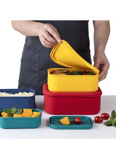 Arabest Silicone Baby Food Storage Box， Leak Resistant Airtight Lids  Oven Baking Safe Containers Non-BPA Microwave and Freezer Safe Lunch Boxes  (Four Color Set)  - Image 3