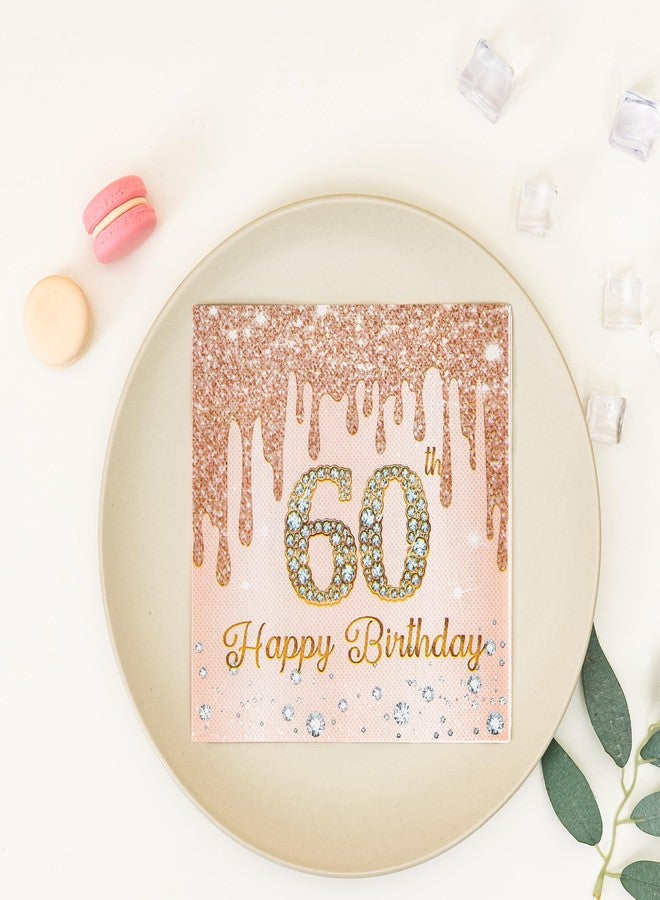 Calculs 60th Birthday Cocktail Napkins Cheers To 60 Rose Gold Tableware Snack/Dessert/Beverage Disposable Napkin 20pk - Image 5