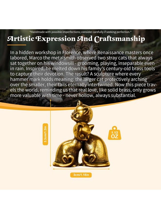 chovy Handcrafted 100% Solid Brass Couple Cat Sculpture - Romantic Cat Pair Statue, Heavyweight Vintage Collectible Art, Premium Wedding, Unique Home Office Decor for Animal Lovers - Image 3