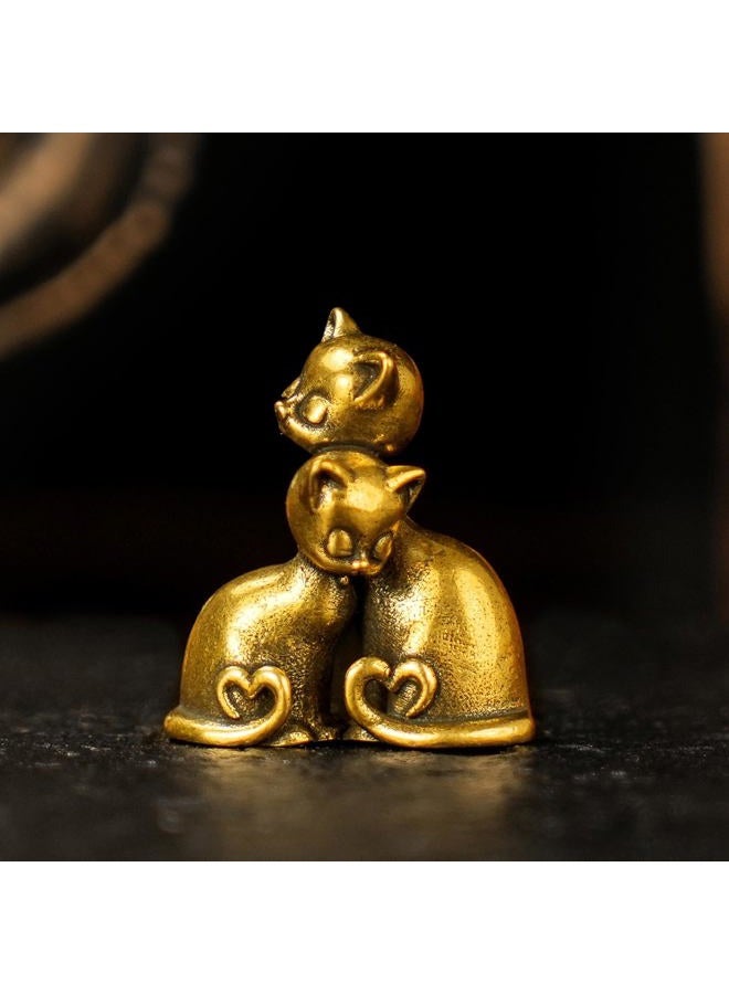 chovy Handcrafted 100% Solid Brass Couple Cat Sculpture - Romantic Cat Pair Statue, Heavyweight Vintage Collectible Art, Premium Wedding, Unique Home Office Decor for Animal Lovers - Image 1