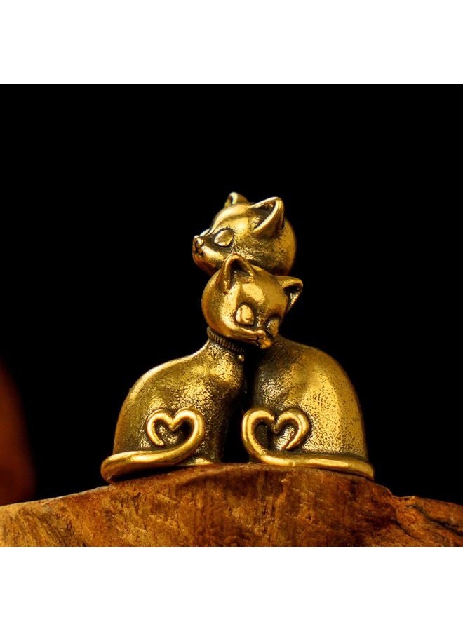 chovy Handcrafted 100% Solid Brass Couple Cat Sculpture - Romantic Cat Pair Statue, Heavyweight Vintage Collectible Art, Premium Wedding, Unique Home Office Decor for Animal Lovers - Image 2